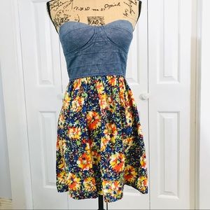 🦚Johnny Martin/Anthro Strapless Denim Mini Dress